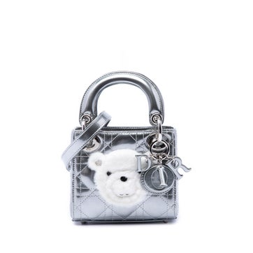 Dior Micro Metallic Patent Cannage Bear Lady Dior