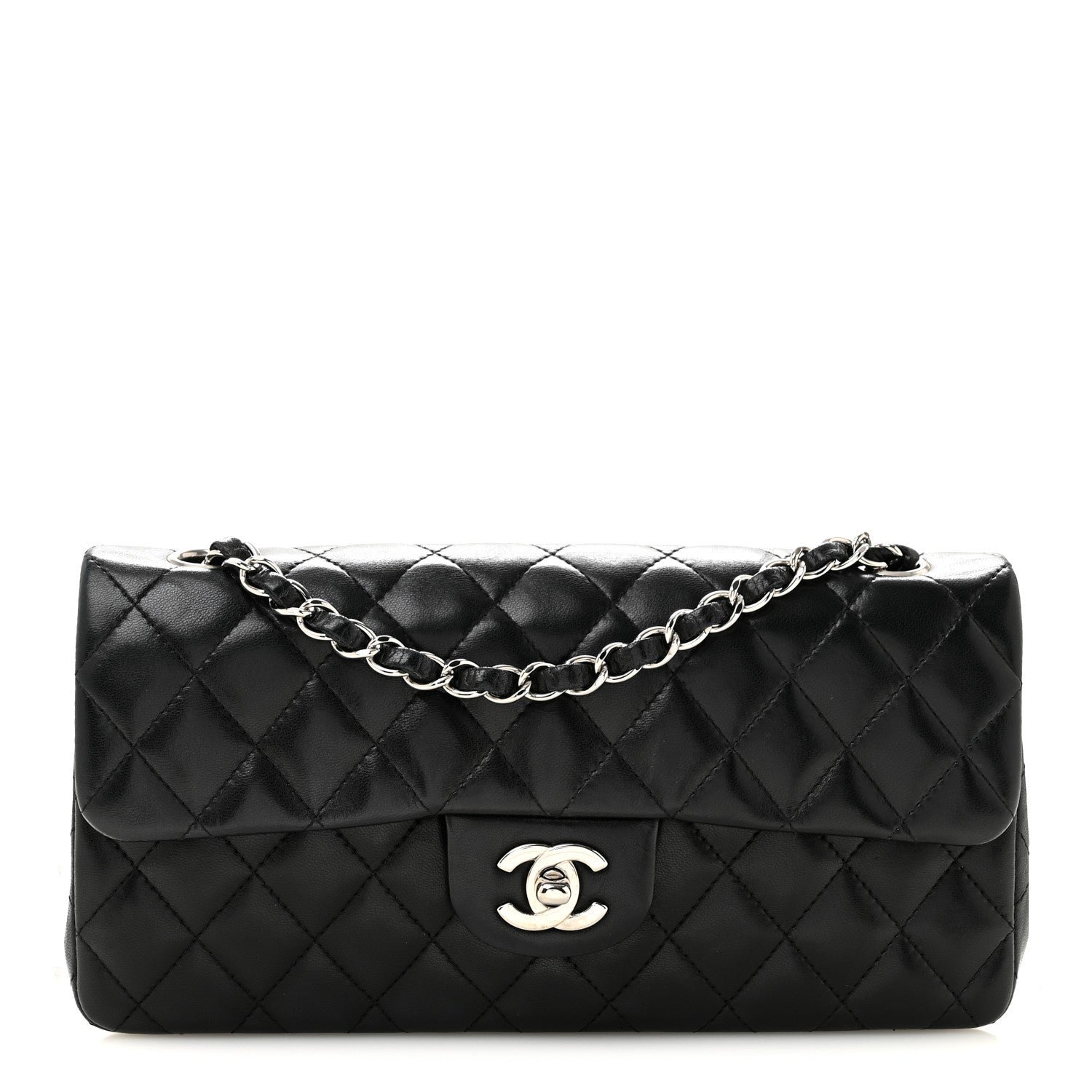 Chanel Lambskin Quilted East West Flap Black