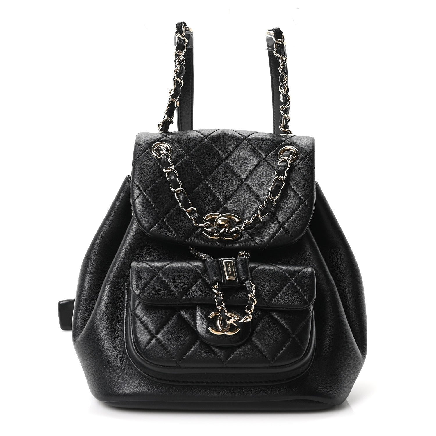 Chanel Lambskin Quilted Small Duma Drawstring Backpack Black