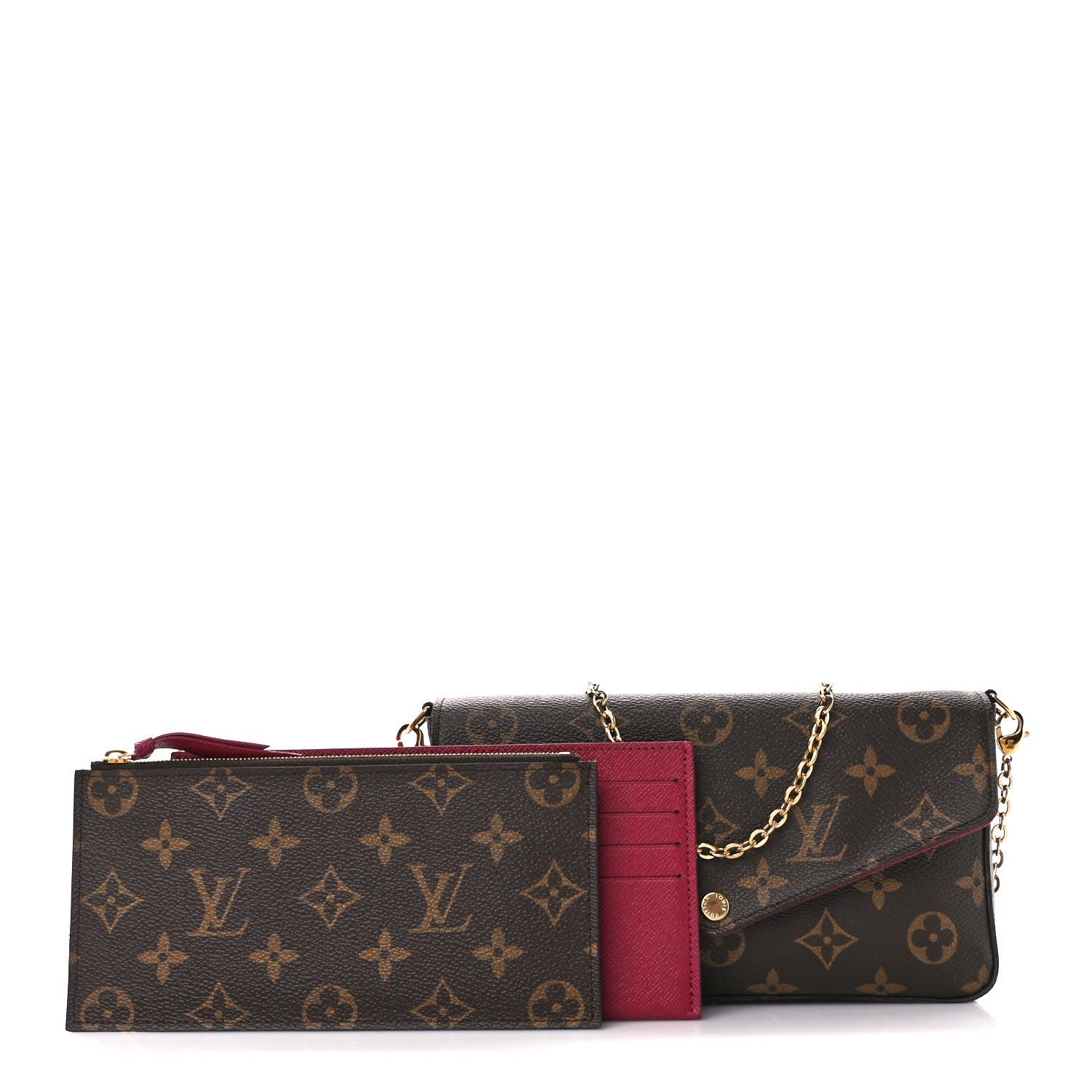 Louis Vuitton Monogram Pochette Felicie Chain Wallet Fuchsia