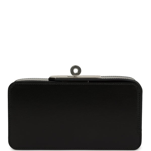 Hermes Sanglons Clutch Black Box Palladium Hardware