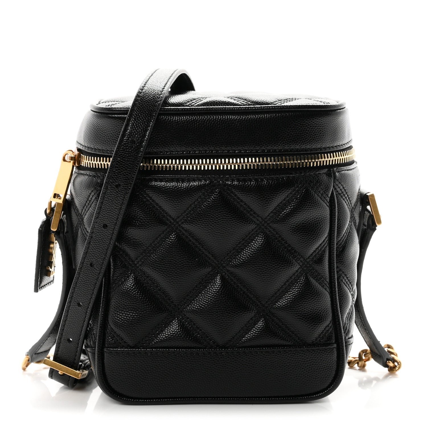 Saint Laurent Grain de Poudre Quilted 80's Vanity Bag Black