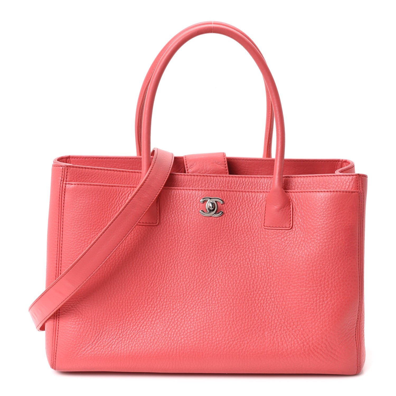 Chanel Calfskin Cerf Executive Shopper Tote Coral