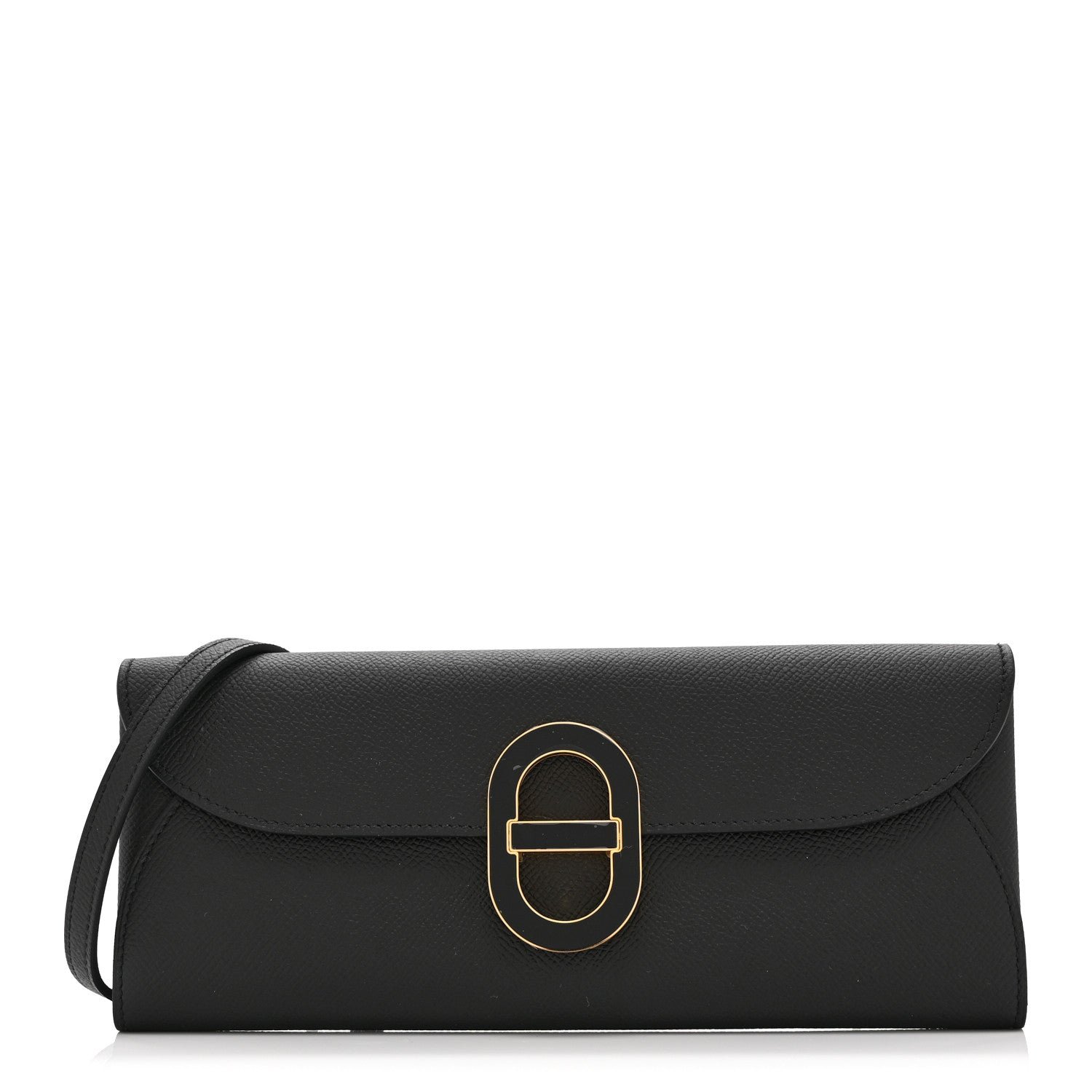 Hermes Epsom Enamel Maillon Wallet To Go Black