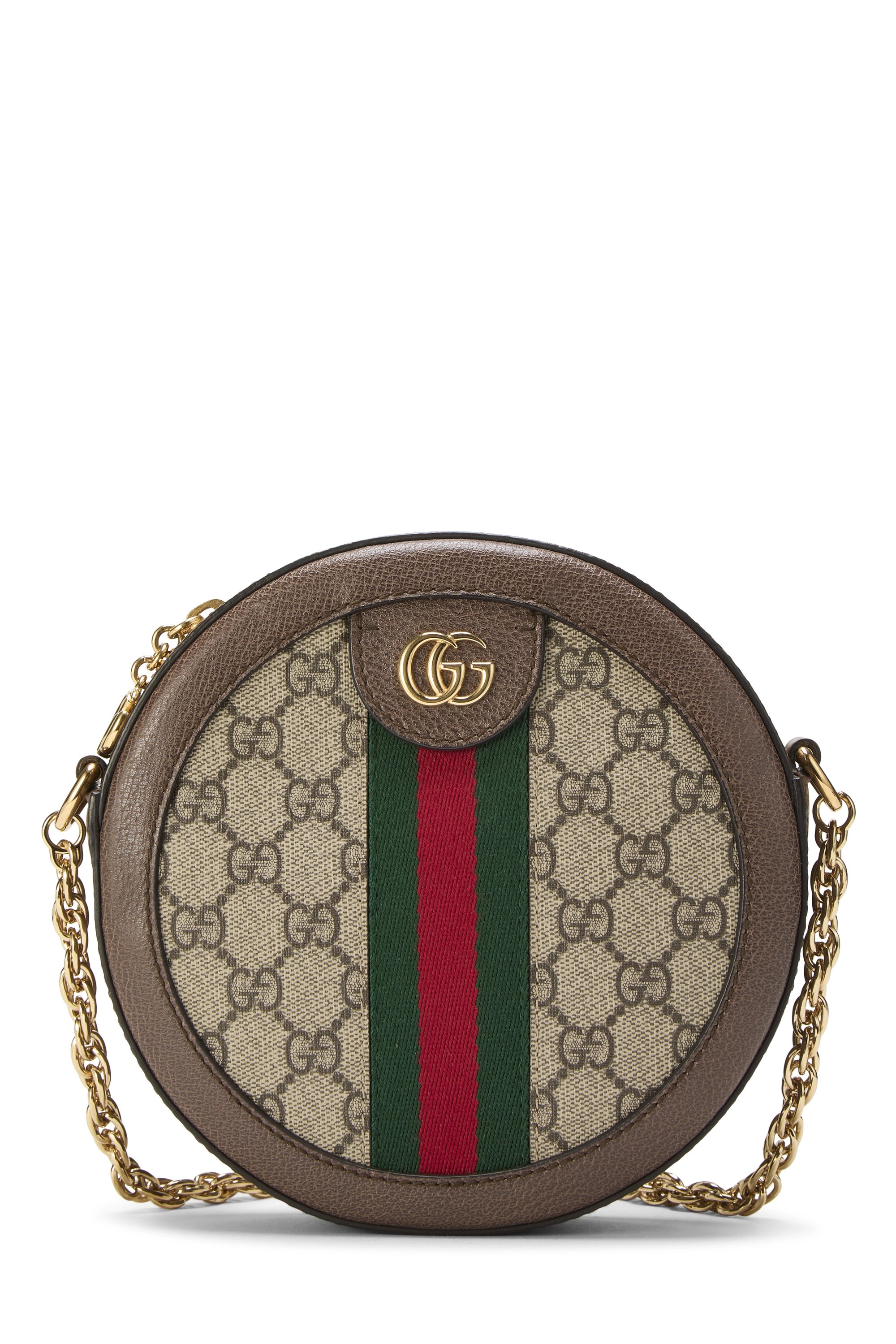 Brown GG Supreme Canvas Ophidia Round Handbag Mini