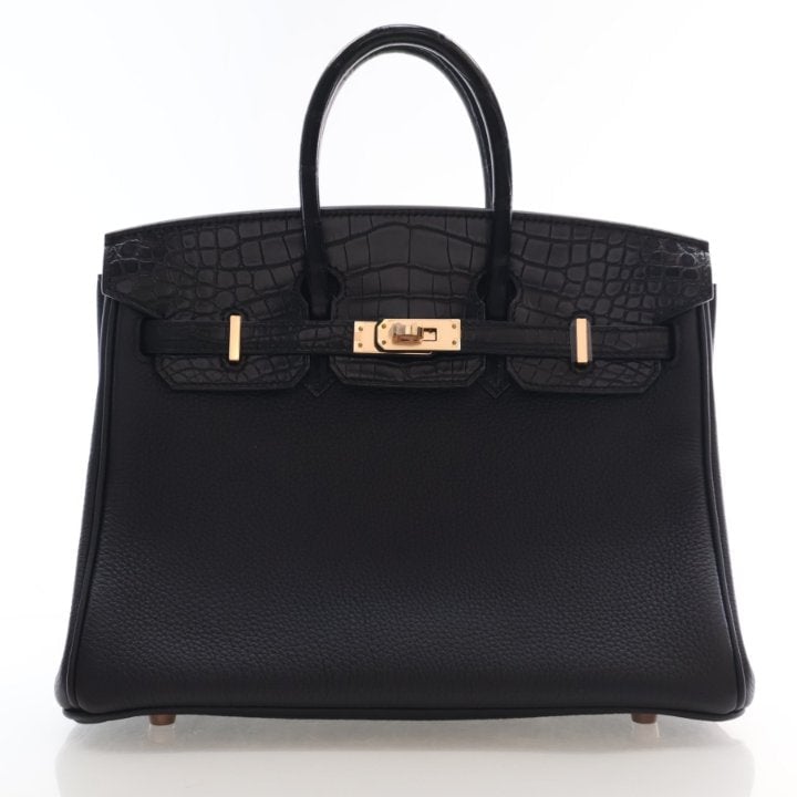 Hermes Noir Togo Alligator Touch Birkin 25