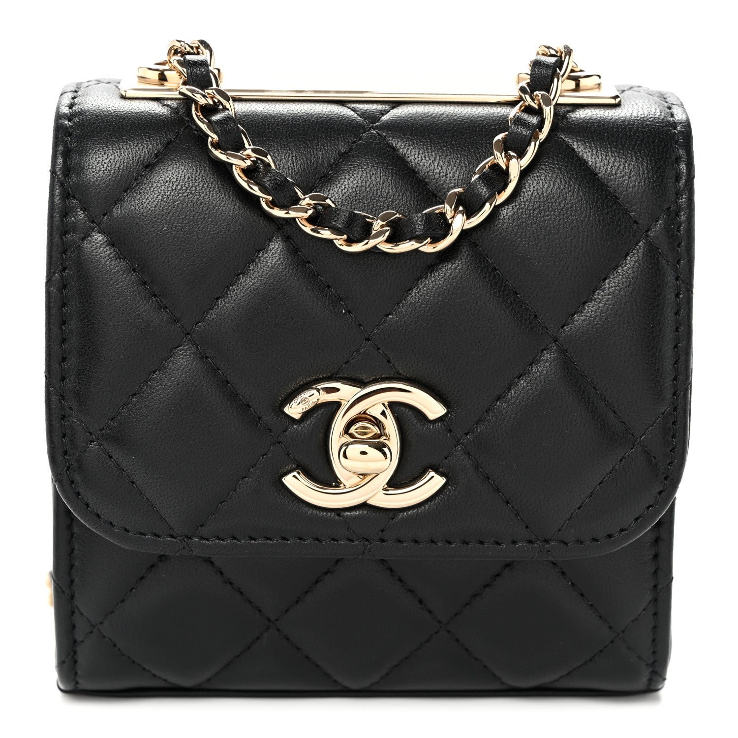 Chanel Lambskin Quilted Mini Trendy CC Clutch With Chain Red
