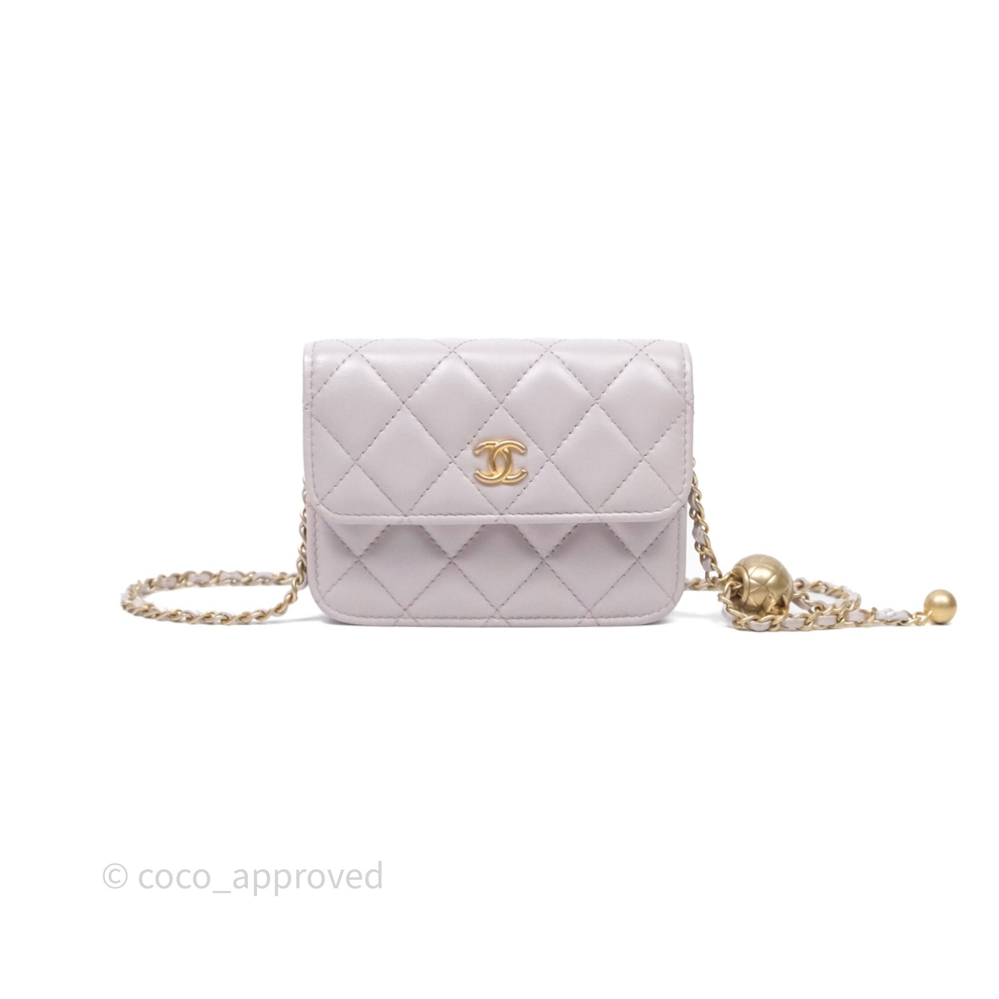 Chanel Pearl Crush Mini Clutch Belt Bag Lilac Lambskin Aged Gold Hardware