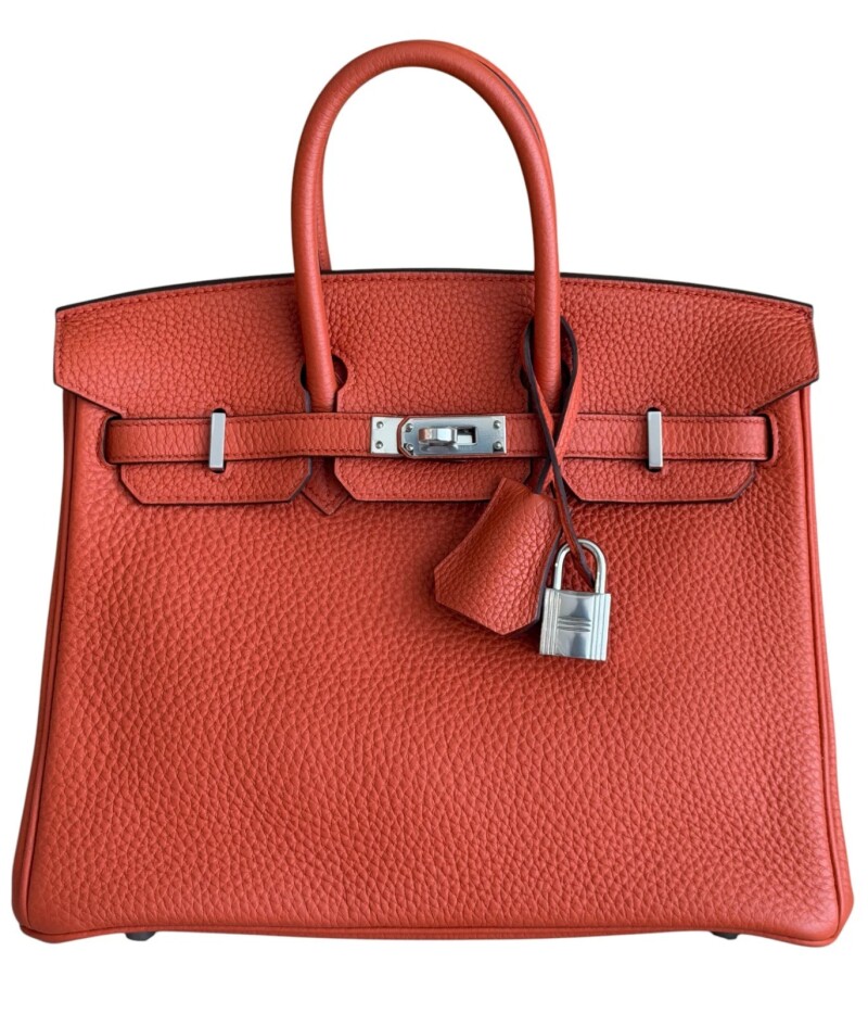 Hermes Feu and Cuivre Verso Togo Birkin 25 Palladium Hardware, 2020