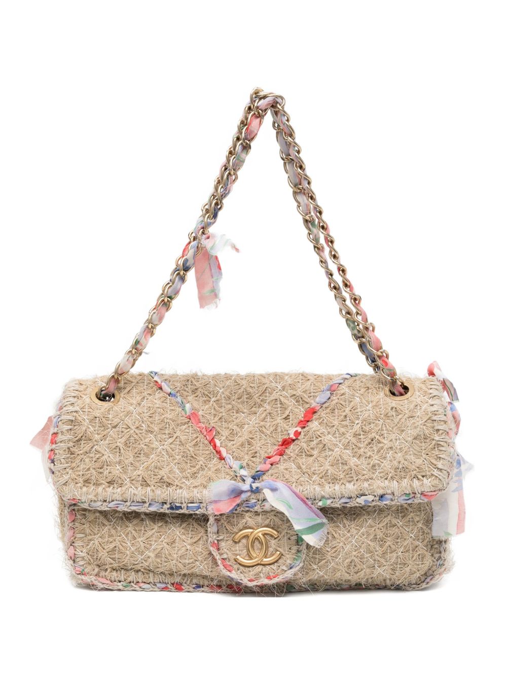 2010 CC Straw Flap shoulder bag