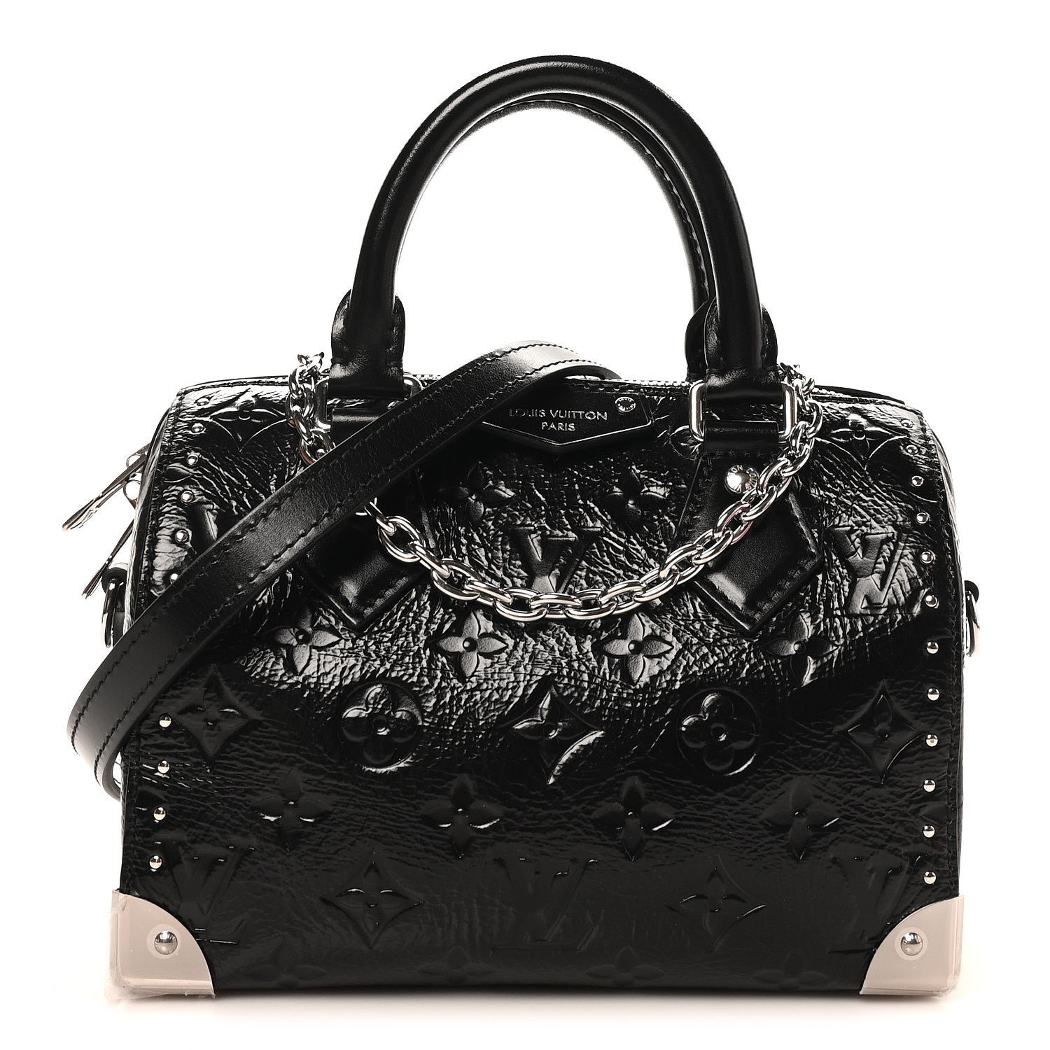 Louis Vuitton Calfskin Monogram Saga Speedy Trunk 20 Black