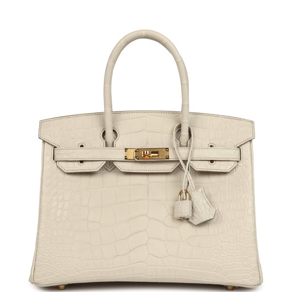 Hermes Pre-owned Hermes Birkin 30 Beton Matte Alligator Gold Hardware