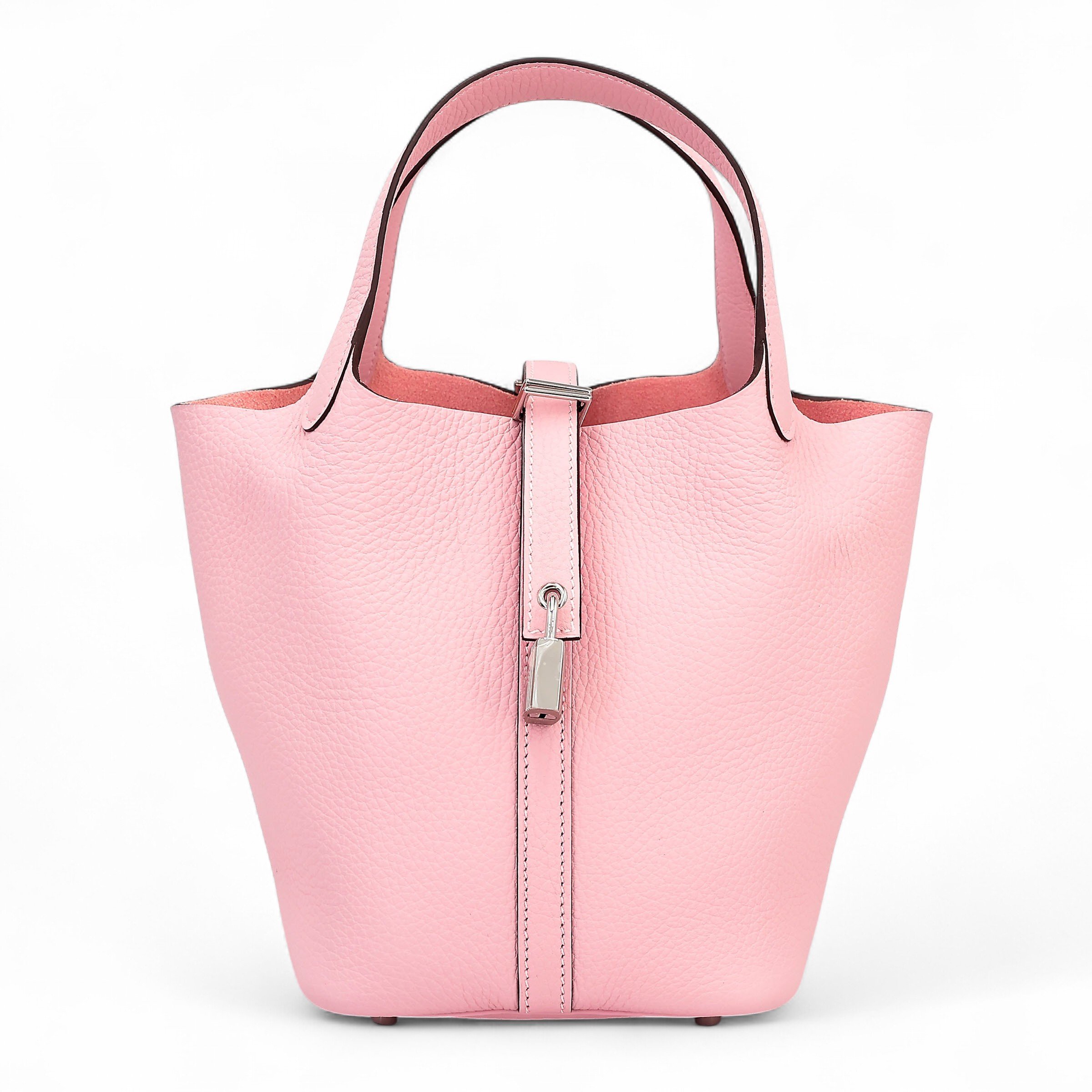 Hermes Unused ( Rank NS ) HERMÈS Picotin PM Rose Sakura (3Q) Clemence Palladium hardware W (2024)