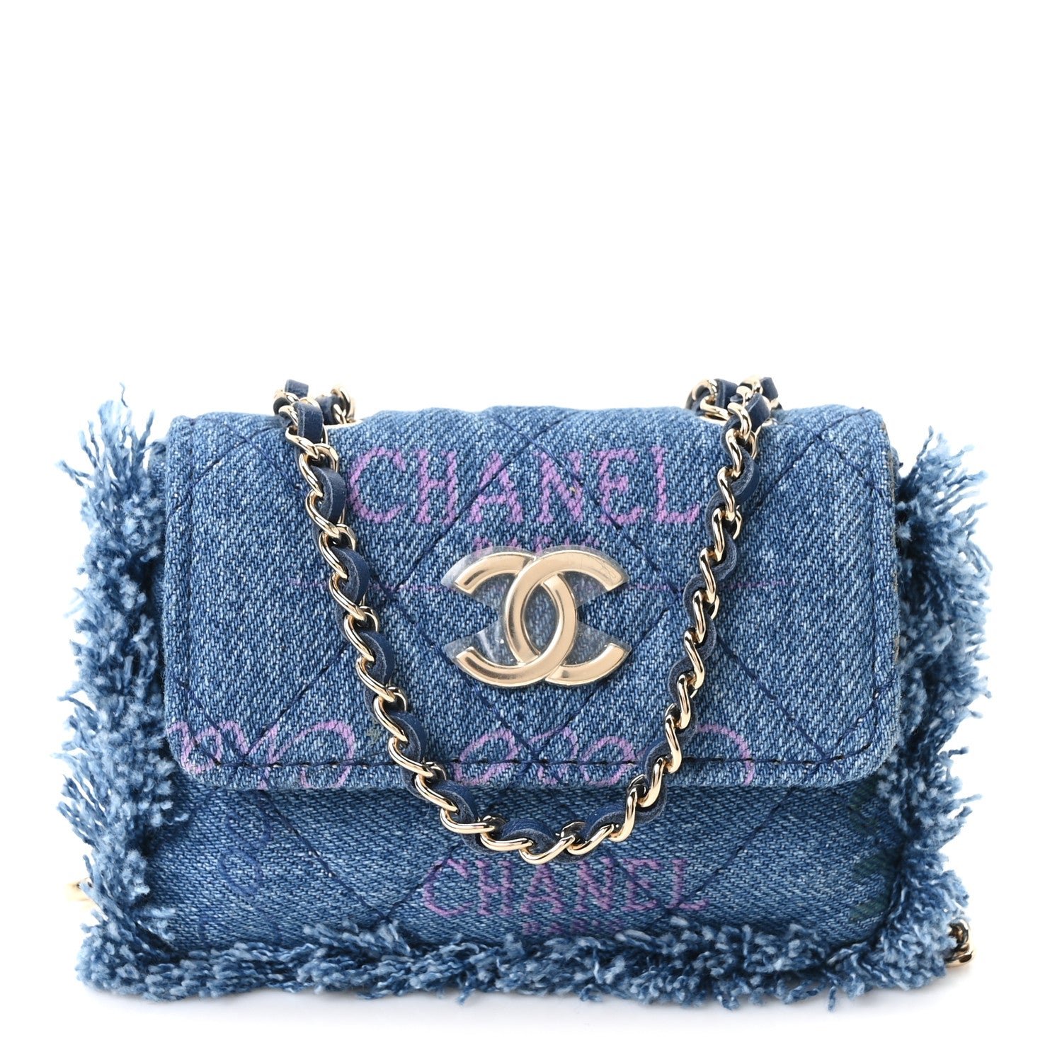 Chanel Denim Quilted Denim Mood Belt Bag Blue Multicolor
