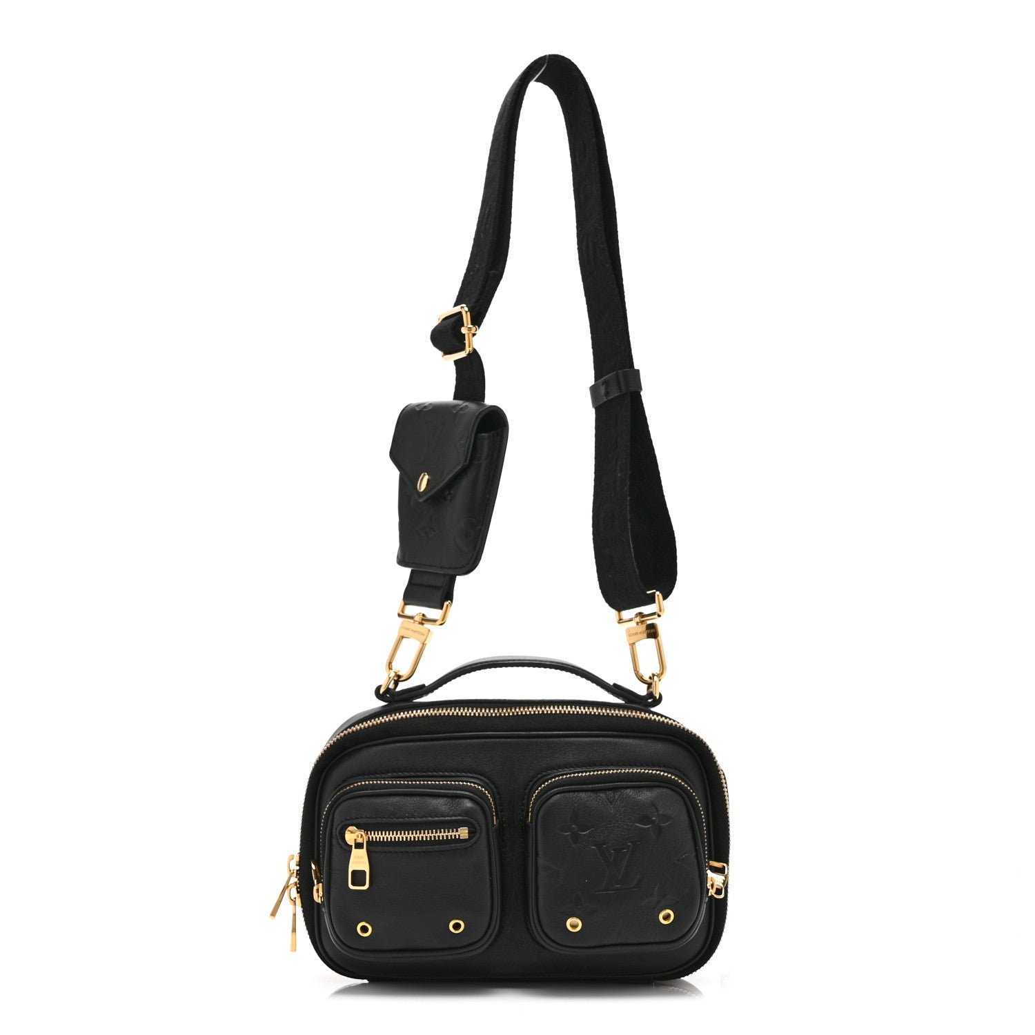 Louis Vuitton Calfskin Monogram Embossed Utility Crossbody Black