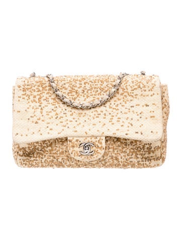 Classic Jumbo Sequin Raffia Flap Bag