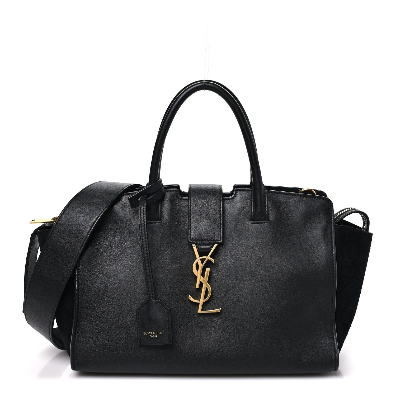 Saint Laurent Calfskin Suede Small Monogram Downtown Cabas Black