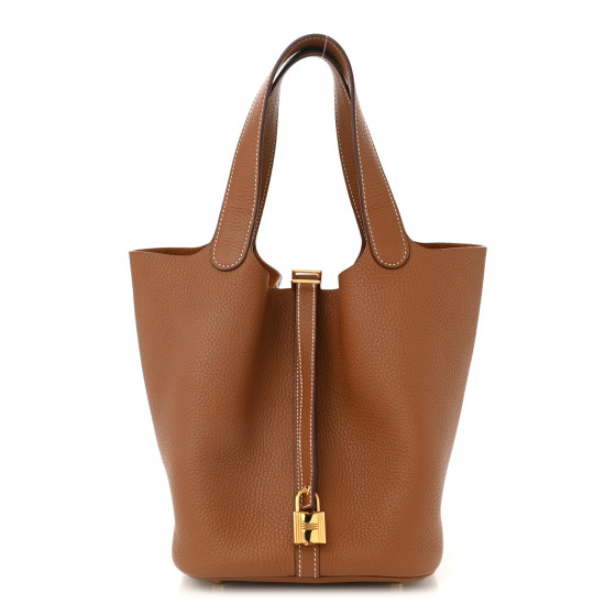 Hermes Taurillon Clemence Picotin Lock 22 MM Gold