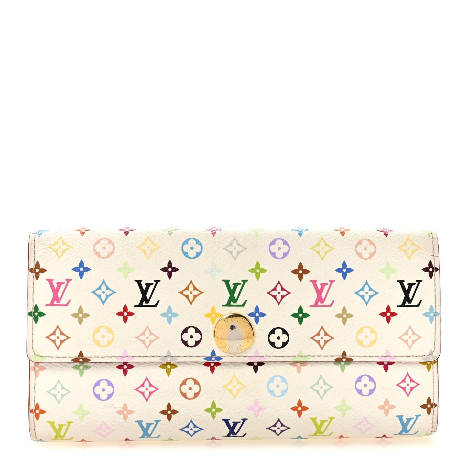 Louis Vuitton Monogram Multicolor Sarah Wallet White Litchi