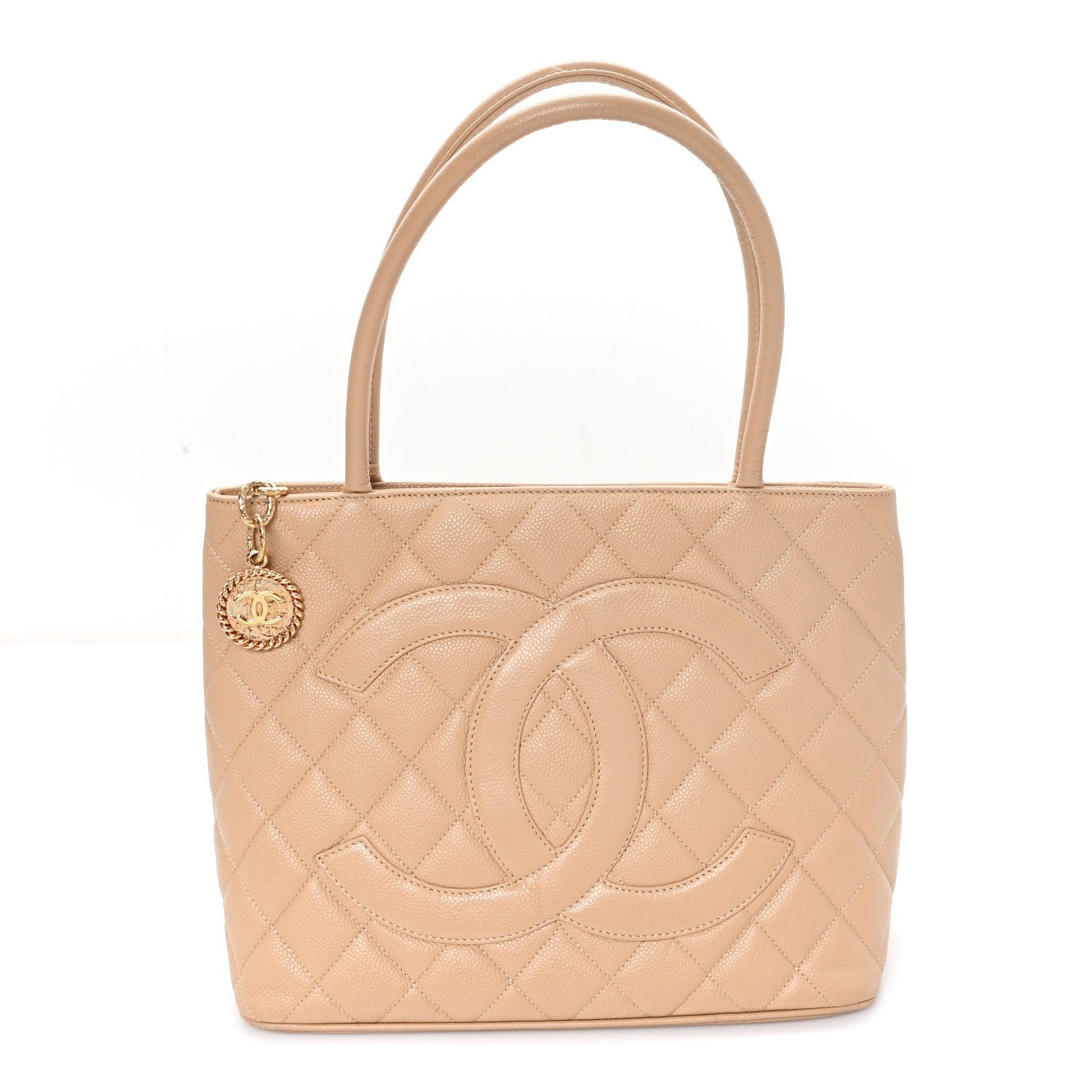 Chanel Caviar Quilted Medallion Tote Beige