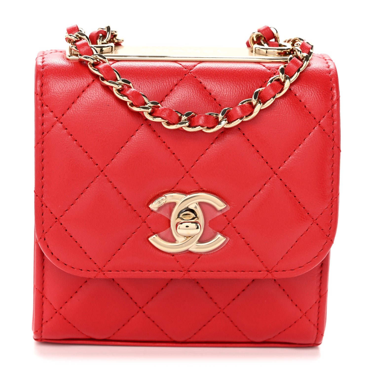 Chanel Lambskin Quilted Mini Trendy CC Chain Wallet Black