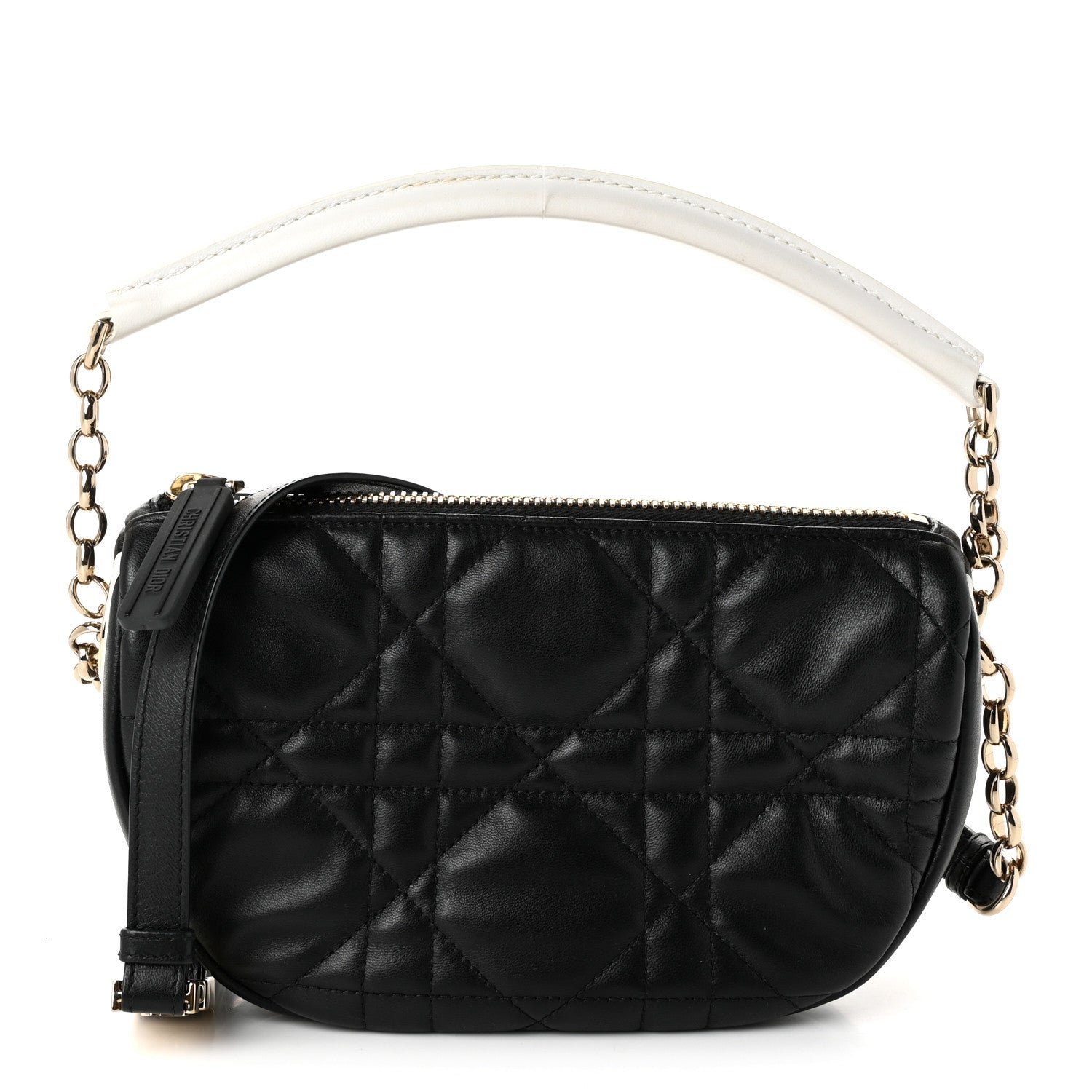 Christian Dior Lambskin Cannage Small Dior Vibe Hobo Bag Black