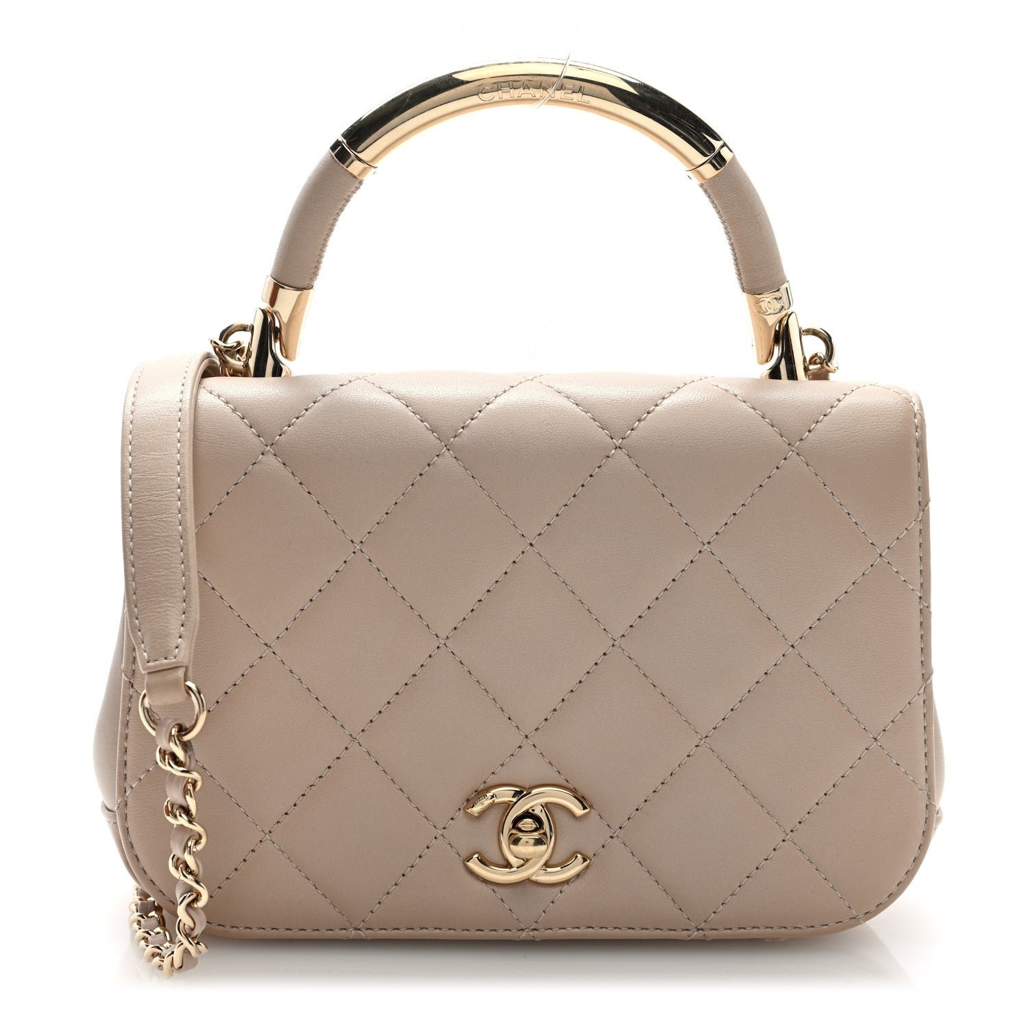 Chanel Lambskin Mini Carry Chic Flap Beige