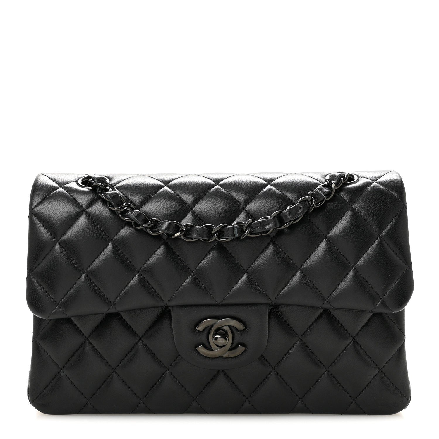 Chanel Lambskin Quilted Small Double Flap So Black