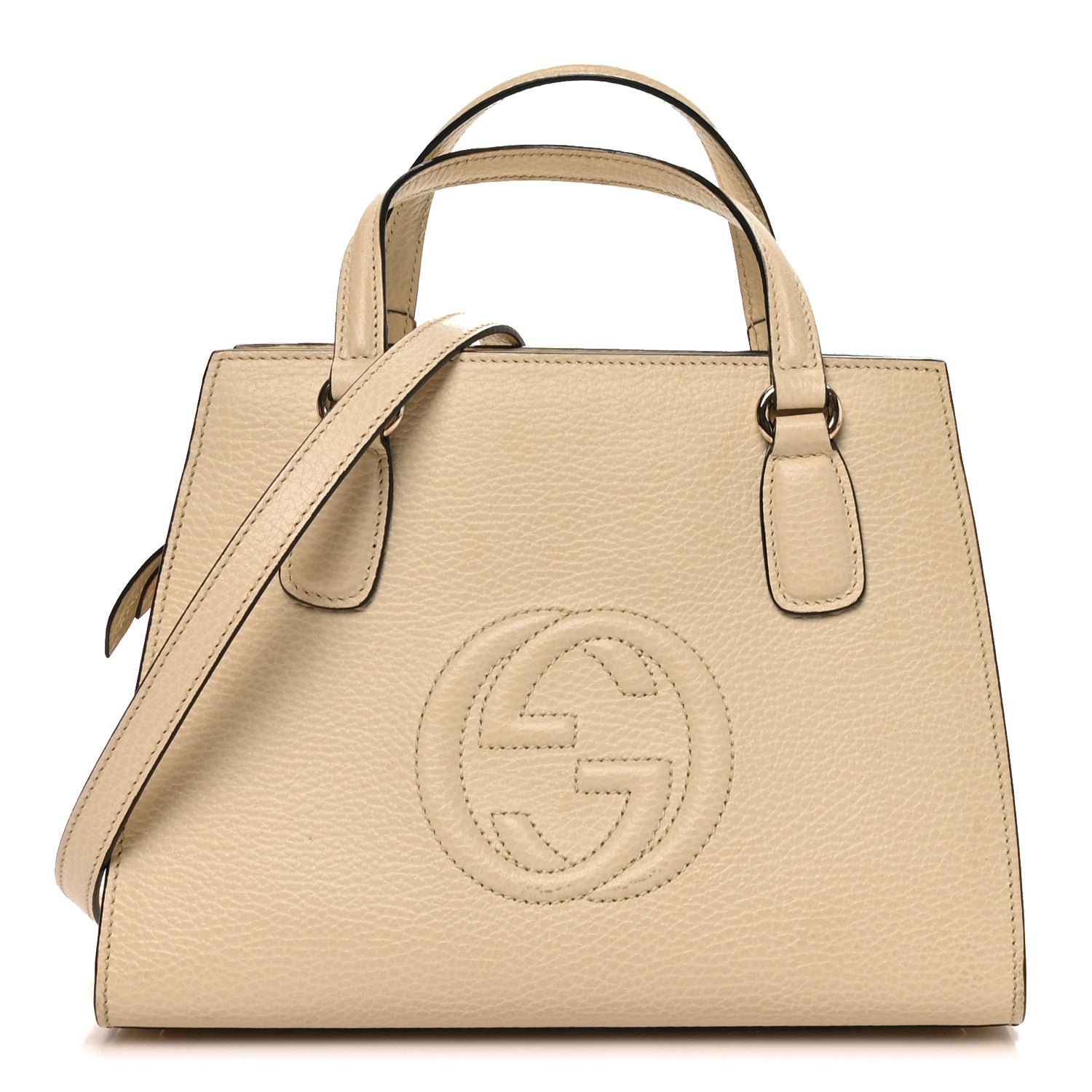 Gucci Dollar Calfskin Medium Soho Top Handle Satchel Ivoire
