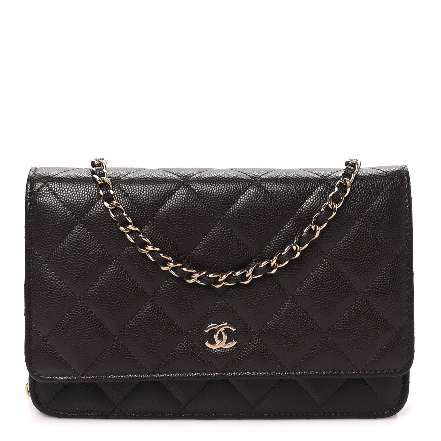 Chanel Caviar Quilted Wallet on Chain WOC Dark Brown
