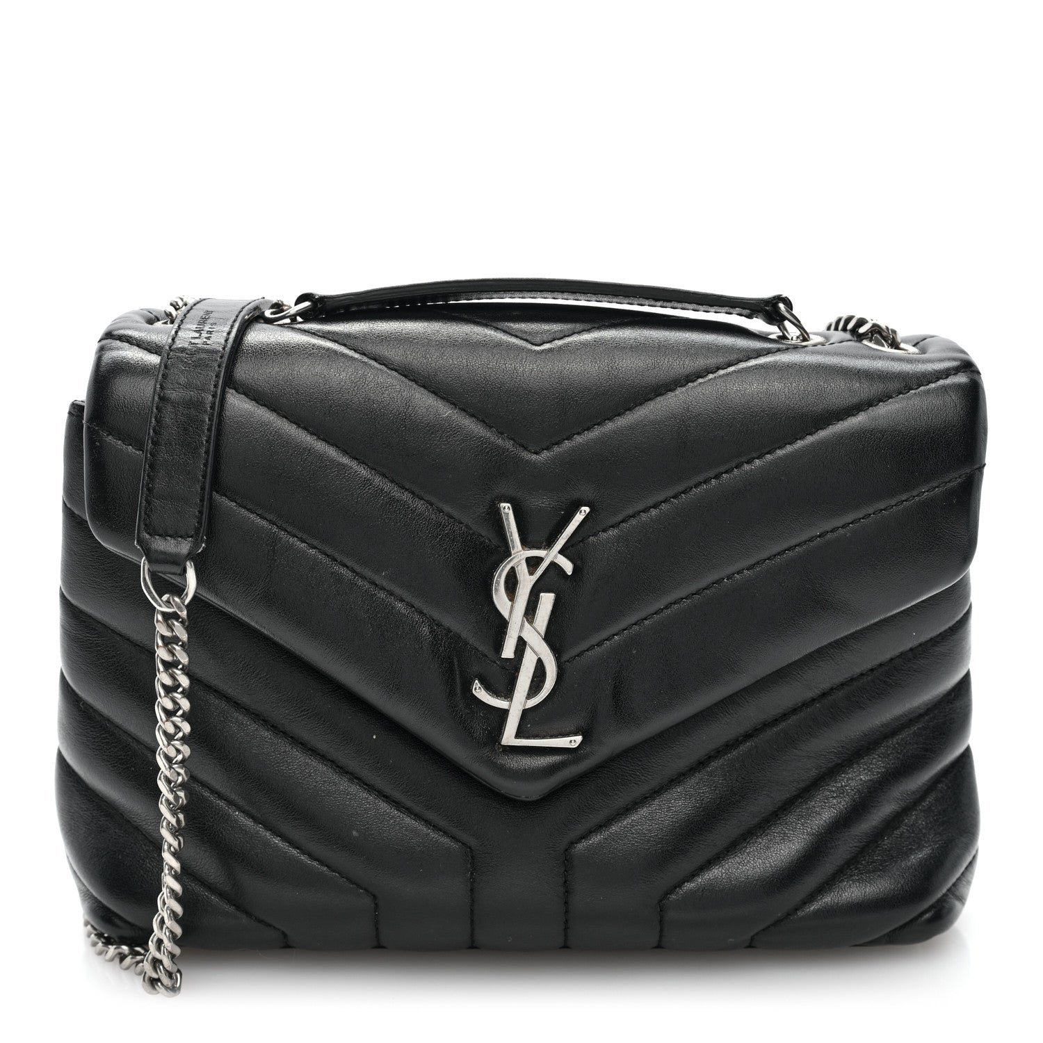 Calfskin Y Quilted Monogram Toy Loulou Crossbody Bag Black