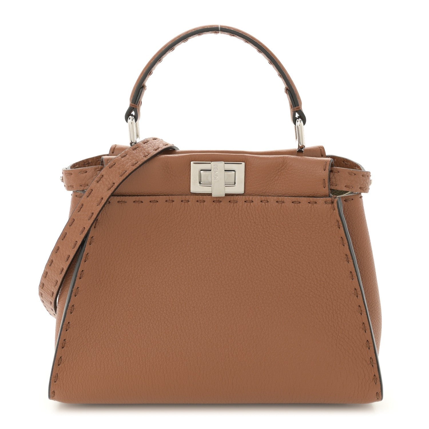 Fendi Cuoio Romano Selleria Bi-Color Mini Peekaboo Iconic Satchel Mou Milk