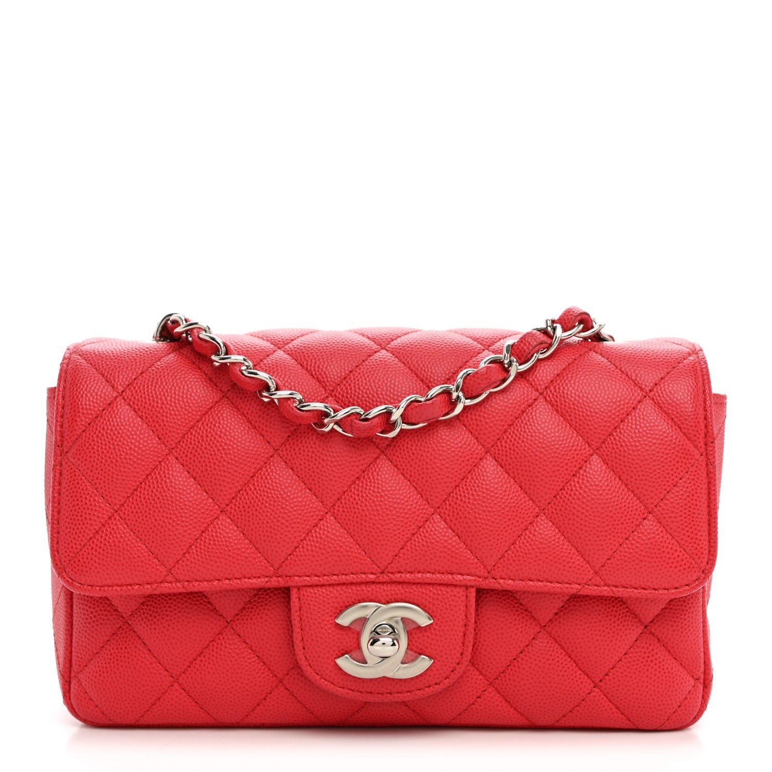 Chanel Caviar Quilted Mini Rectangular Flap Dark Pink