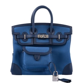 Hermes Hermès Cargo Birkin 25 Blue Egee Toile Goeland & Navy Swift Palladium Hardware