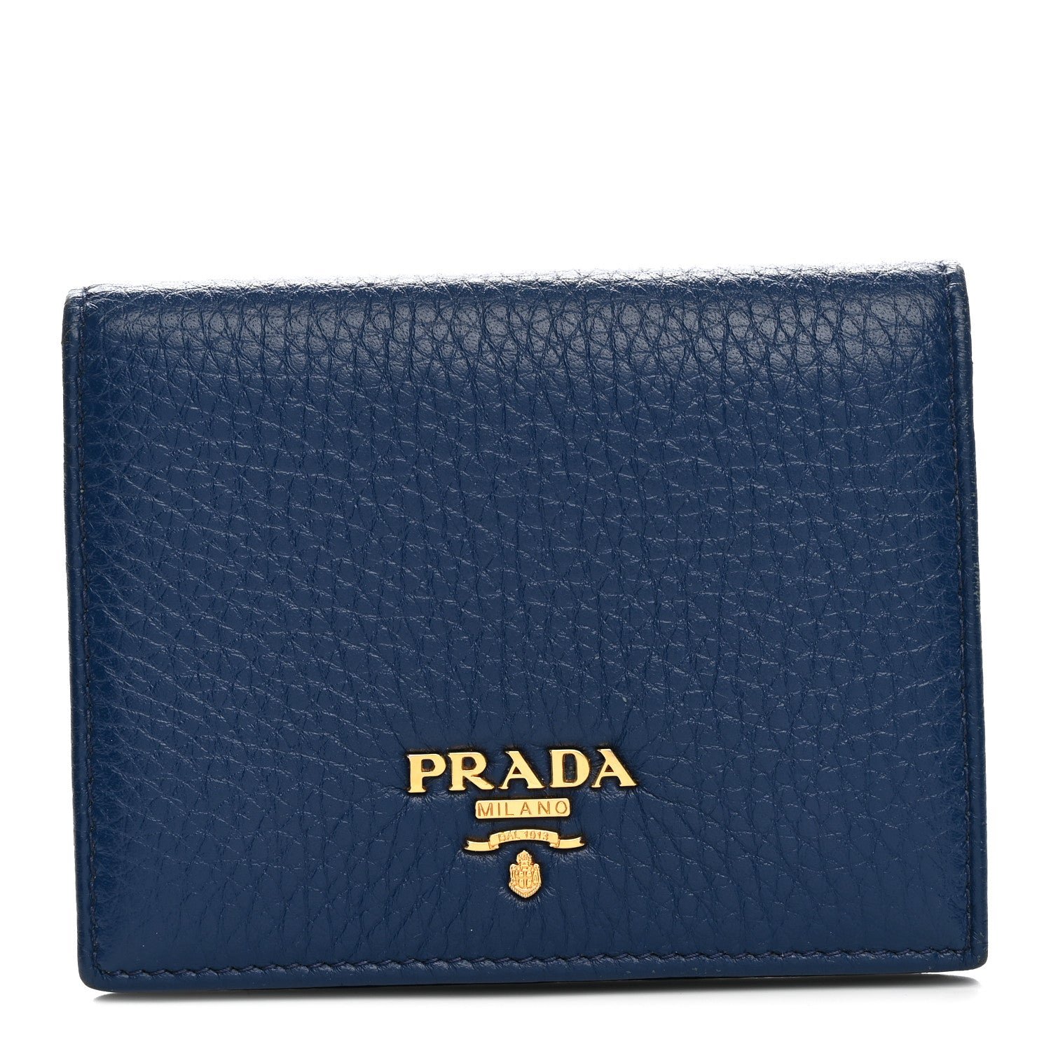 Prada Vitello Daino Small Bi-Fold Wallet Bluette Bluette