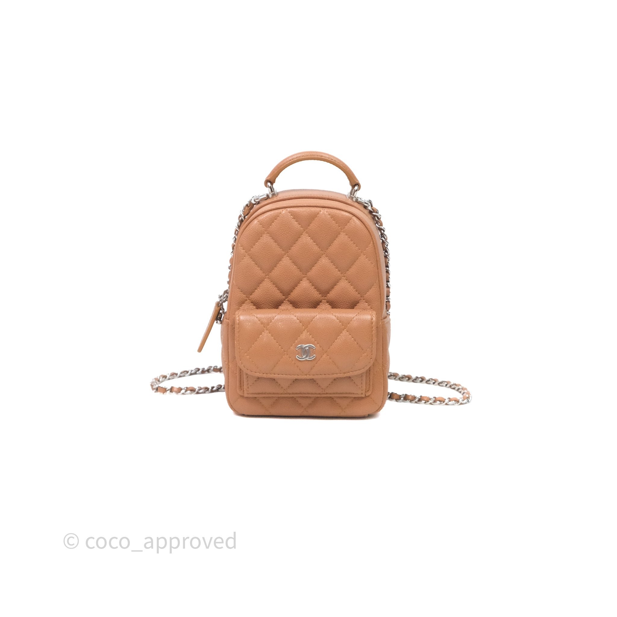 Chanel Classic Mini Backpack Beige Caviar Silver Hardware