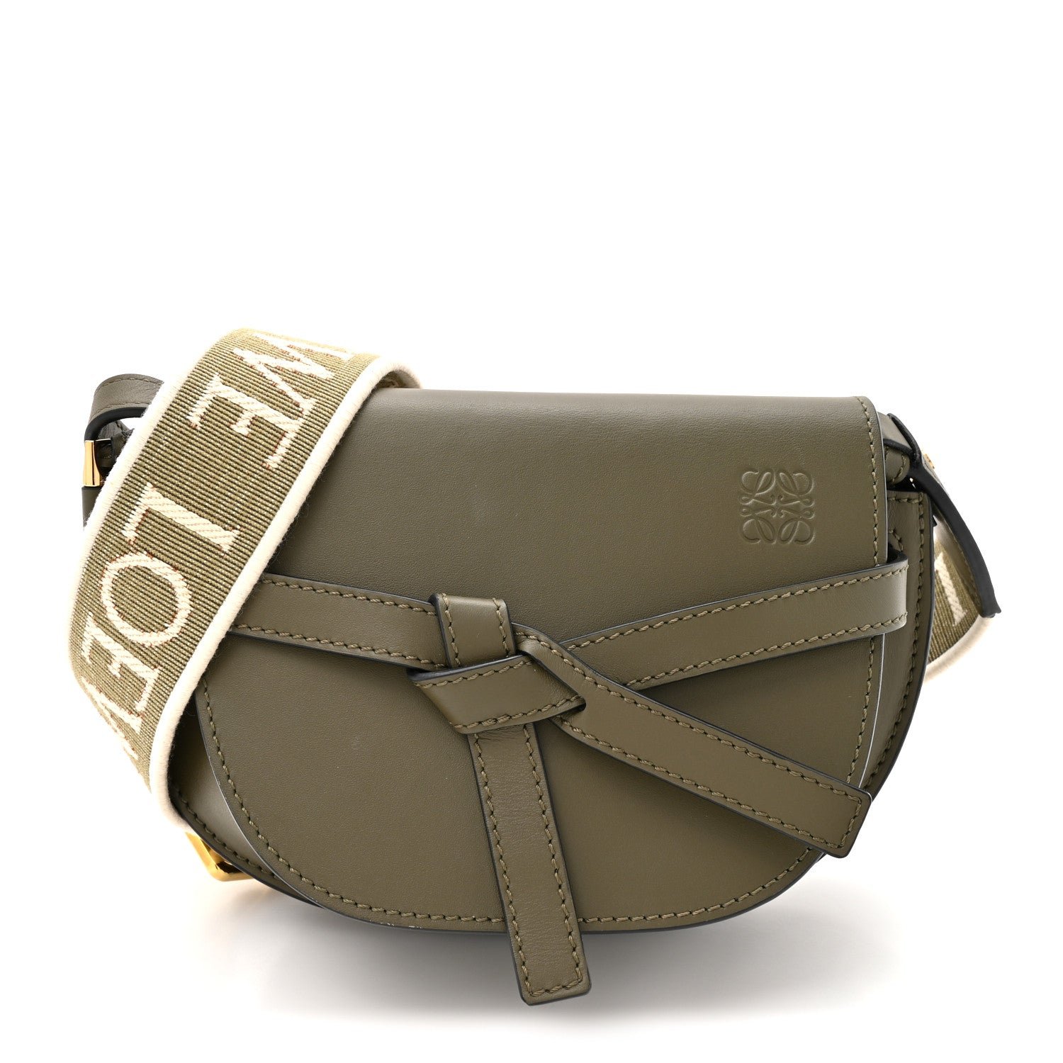 Loewe Calfskin Jacquard Mini Gate Dual Bag Autumn Green