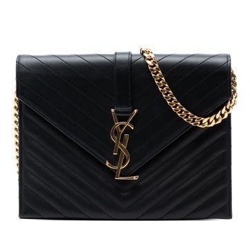 Chevron Calfskin Classic Monogram Envelope Crossbody