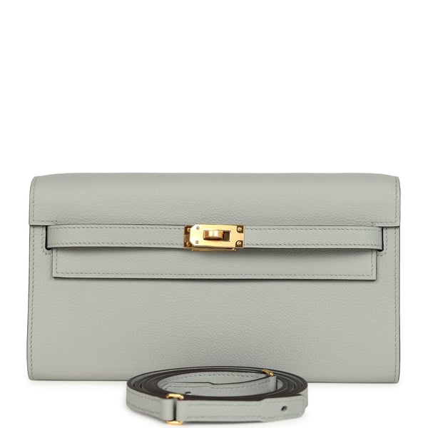 Hermes Hermes Kelly Wallet To Go Bleu Glacier Evercolor Gold Hardware