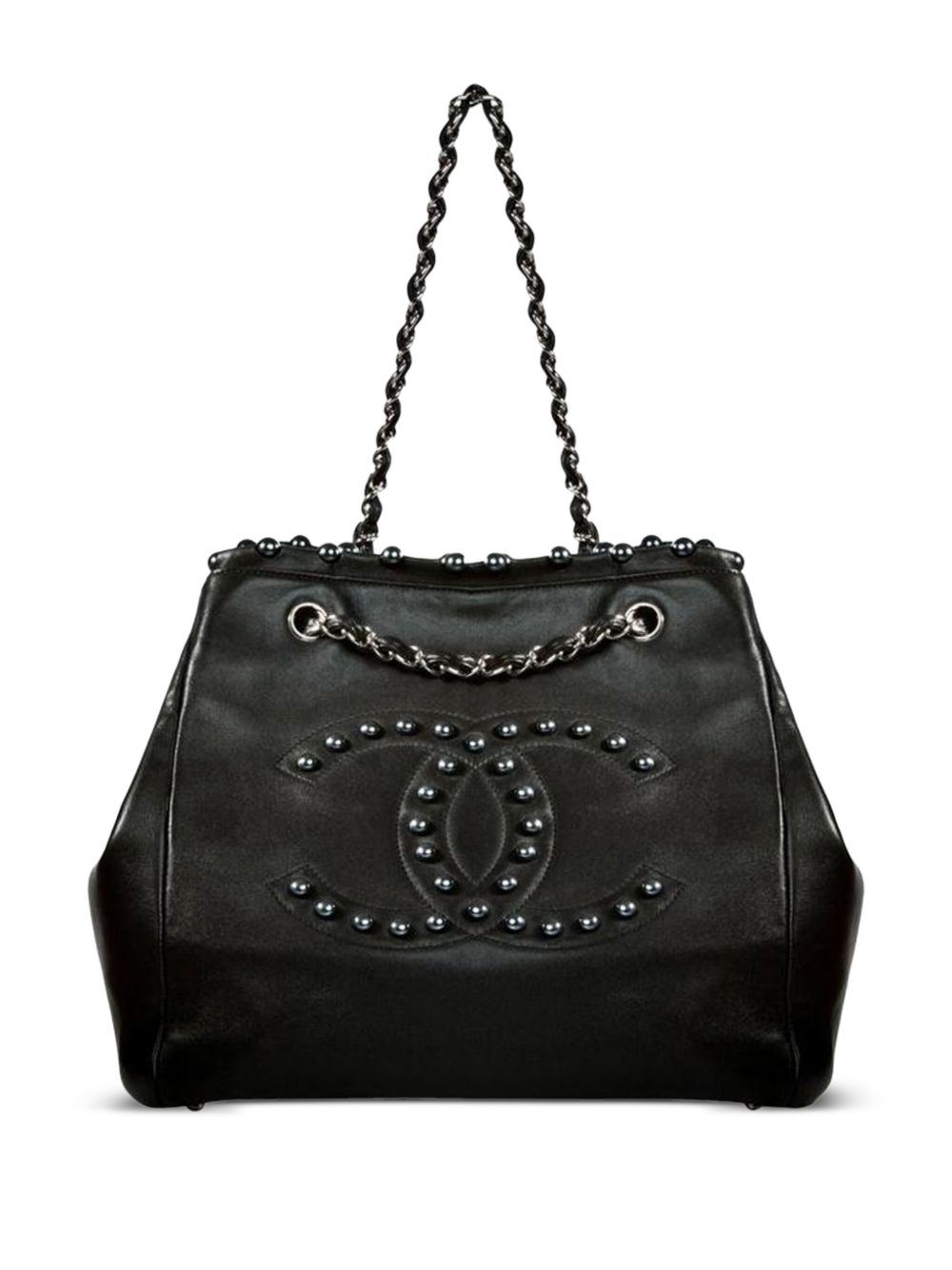2008 CC-studded leather tote bag