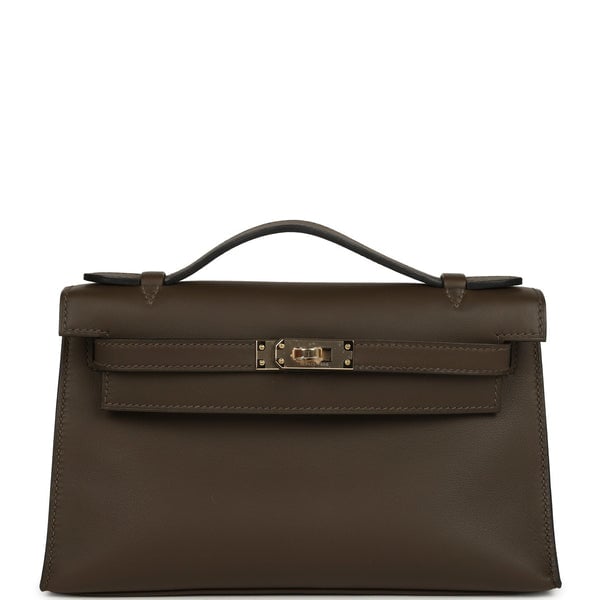 Hermes Hermes Kelly Pochette Vert Loden Swift Permabrass Hardware