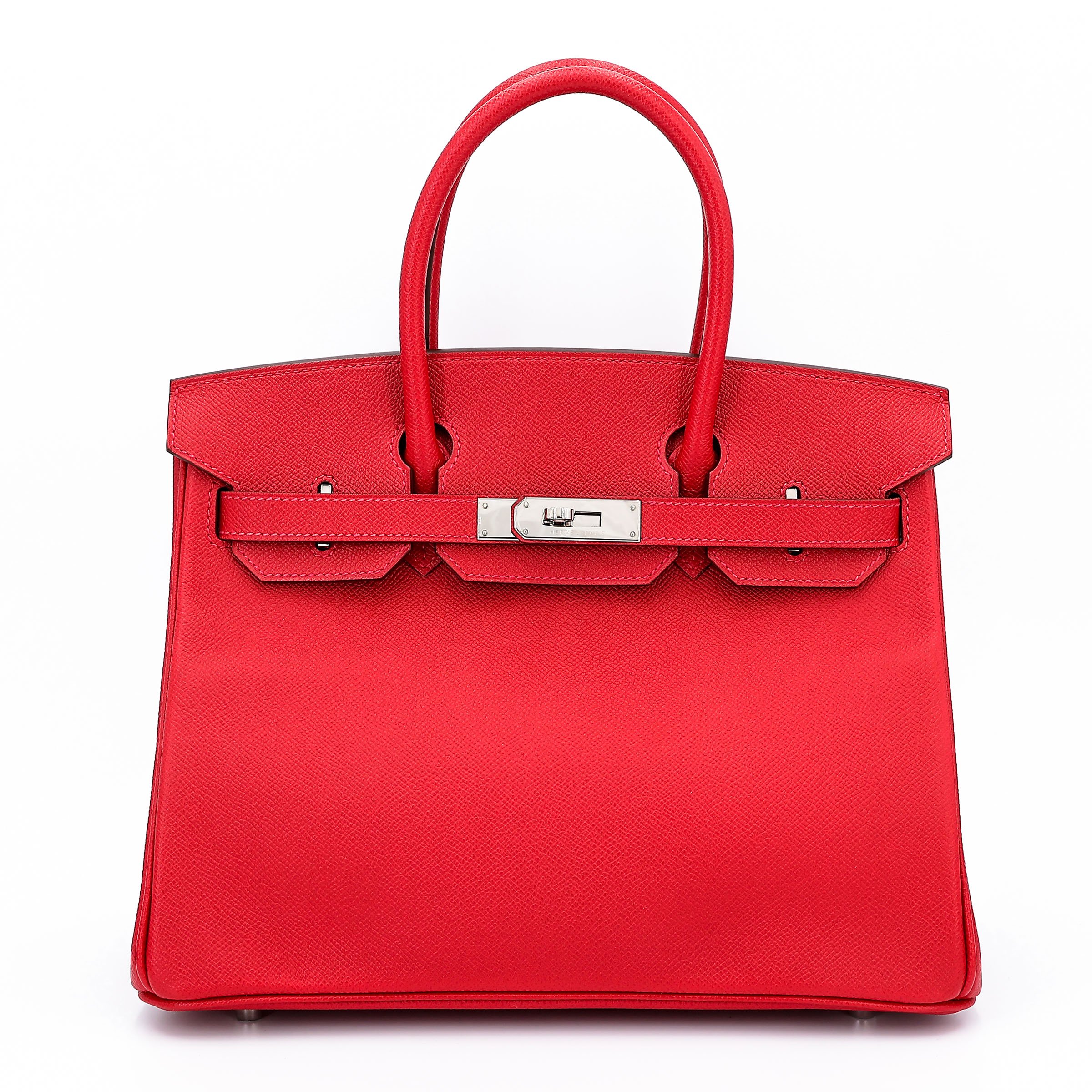 Hermes Very Good ( Rank A) HERMÈS Birkin 30 Rouge Casaque (Q5) Epsom Palladium hardware T (2015)