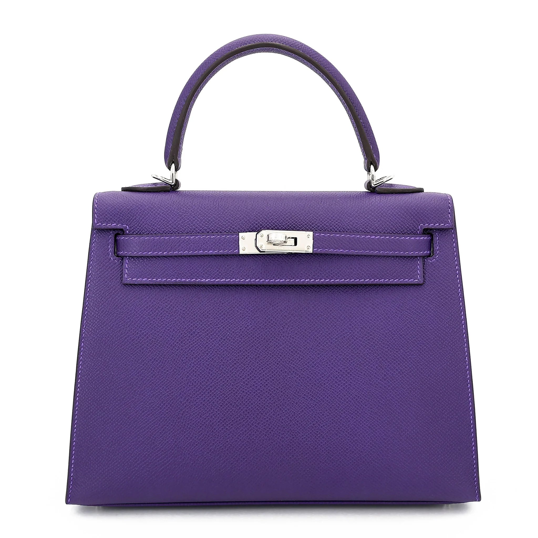 Brand New ( Rank N ) HERMÈS Kelly 25 Sellier Purple (X3) Epsom Palladium hardware G (2026)