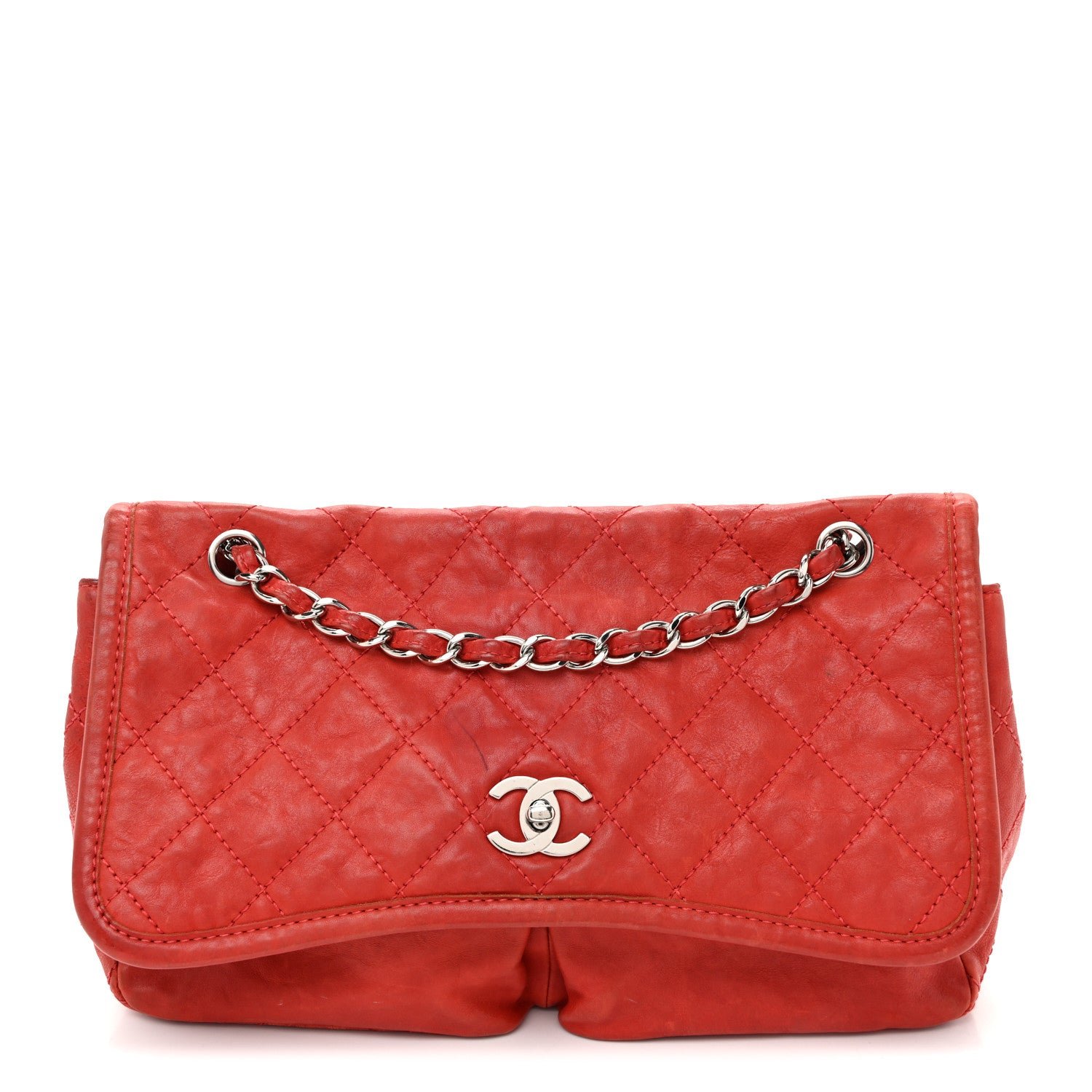 Chanel Calfskin Quilted Medium Natural Beauty Flap Red