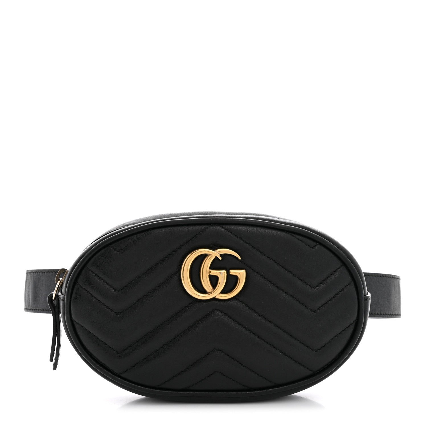Gucci Calfskin Matelasse GG Marmont Belt Bag 75 30 Black