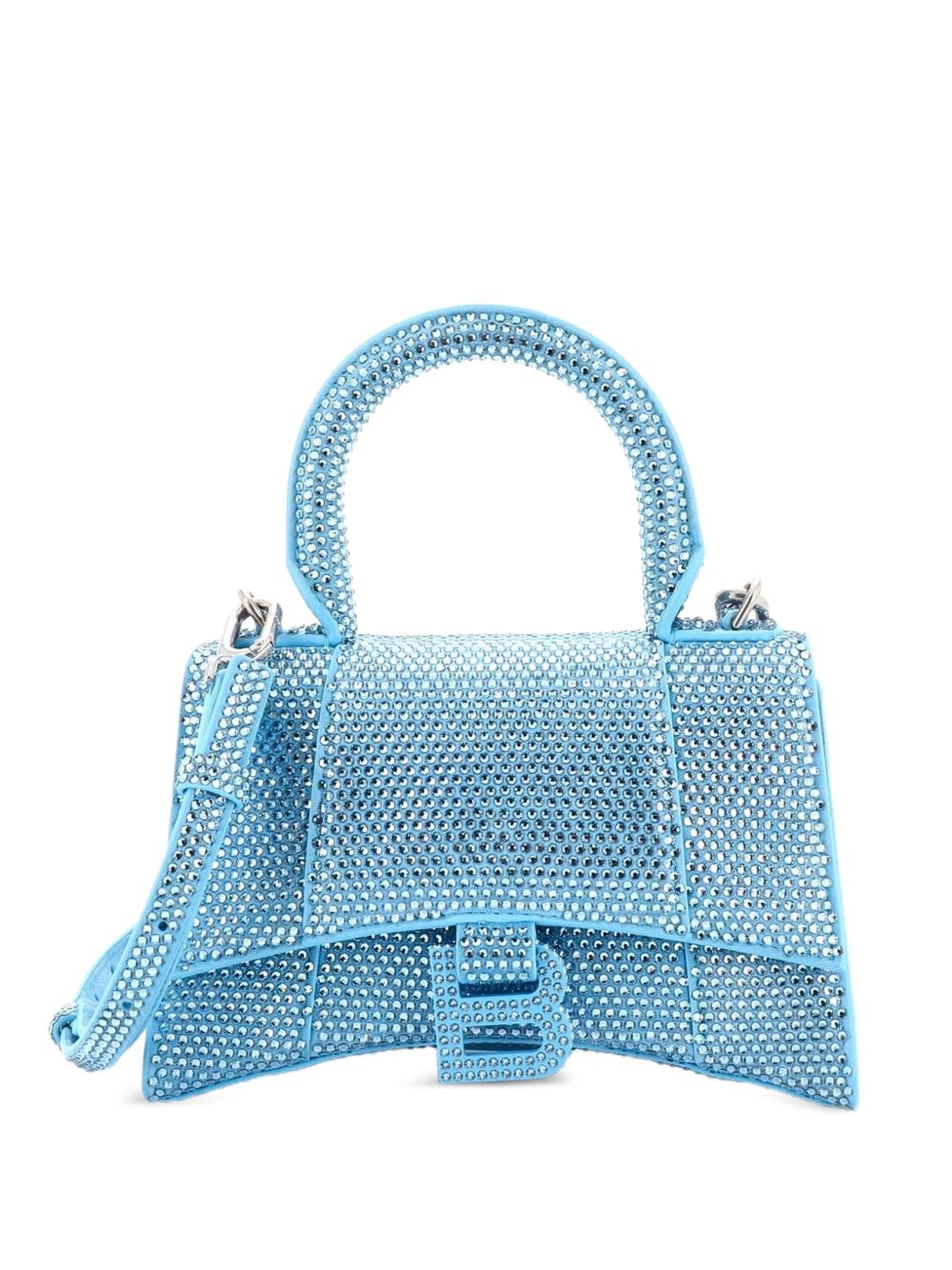 Hourglass Top Handle Bag Suede with Crystals XS crossbody bag