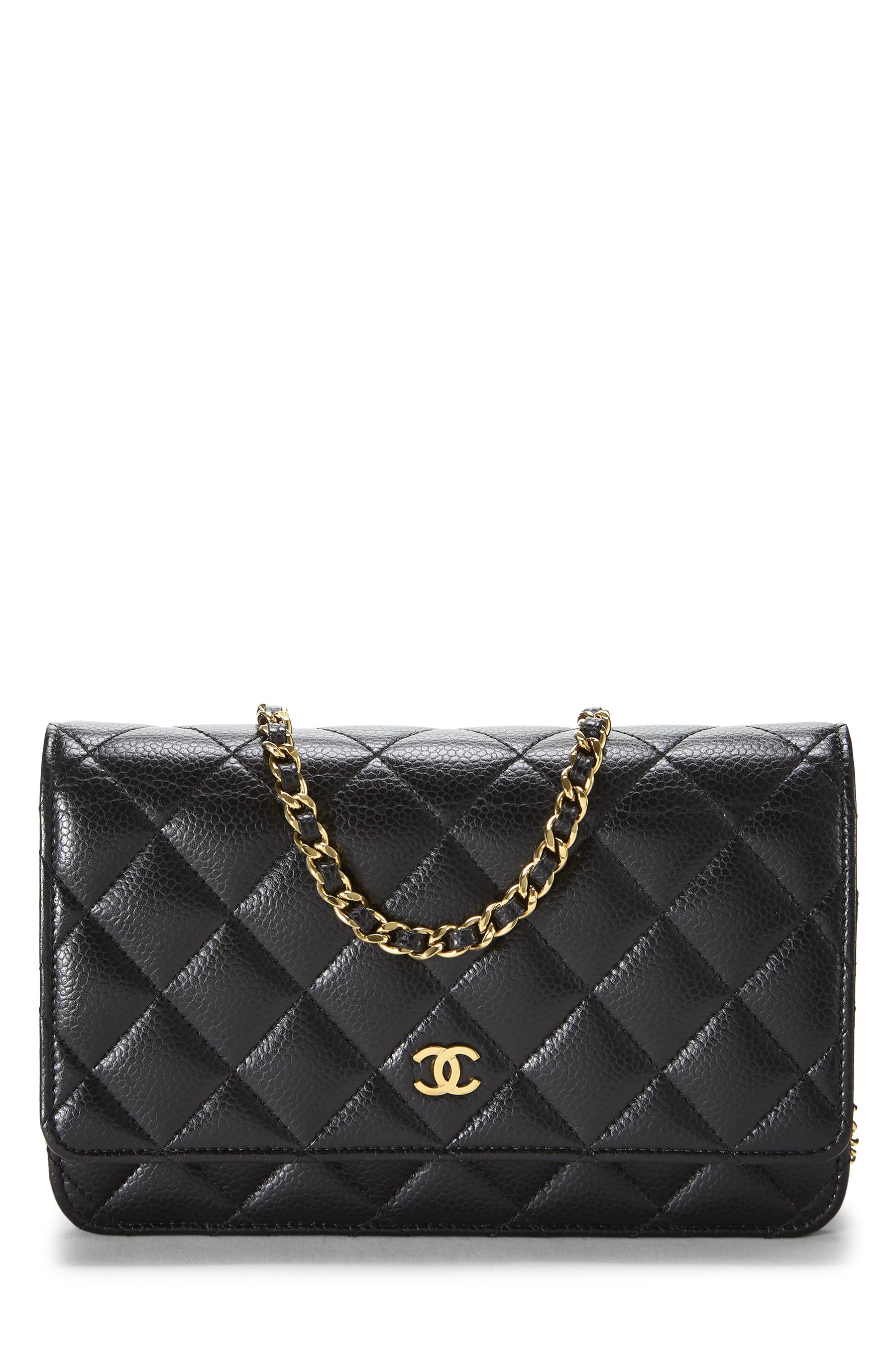 Black Caviar Classic Quilted Wallet On Chain (WOC)