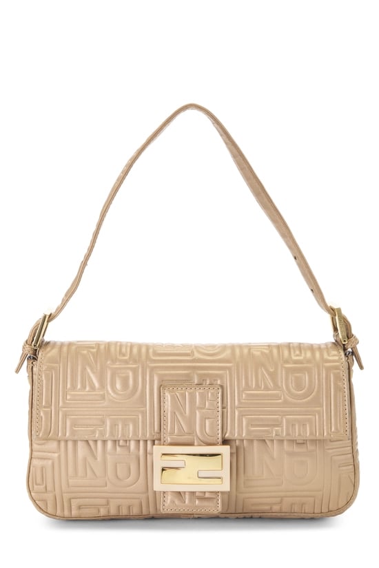 Gold Embossed Leather Baguette