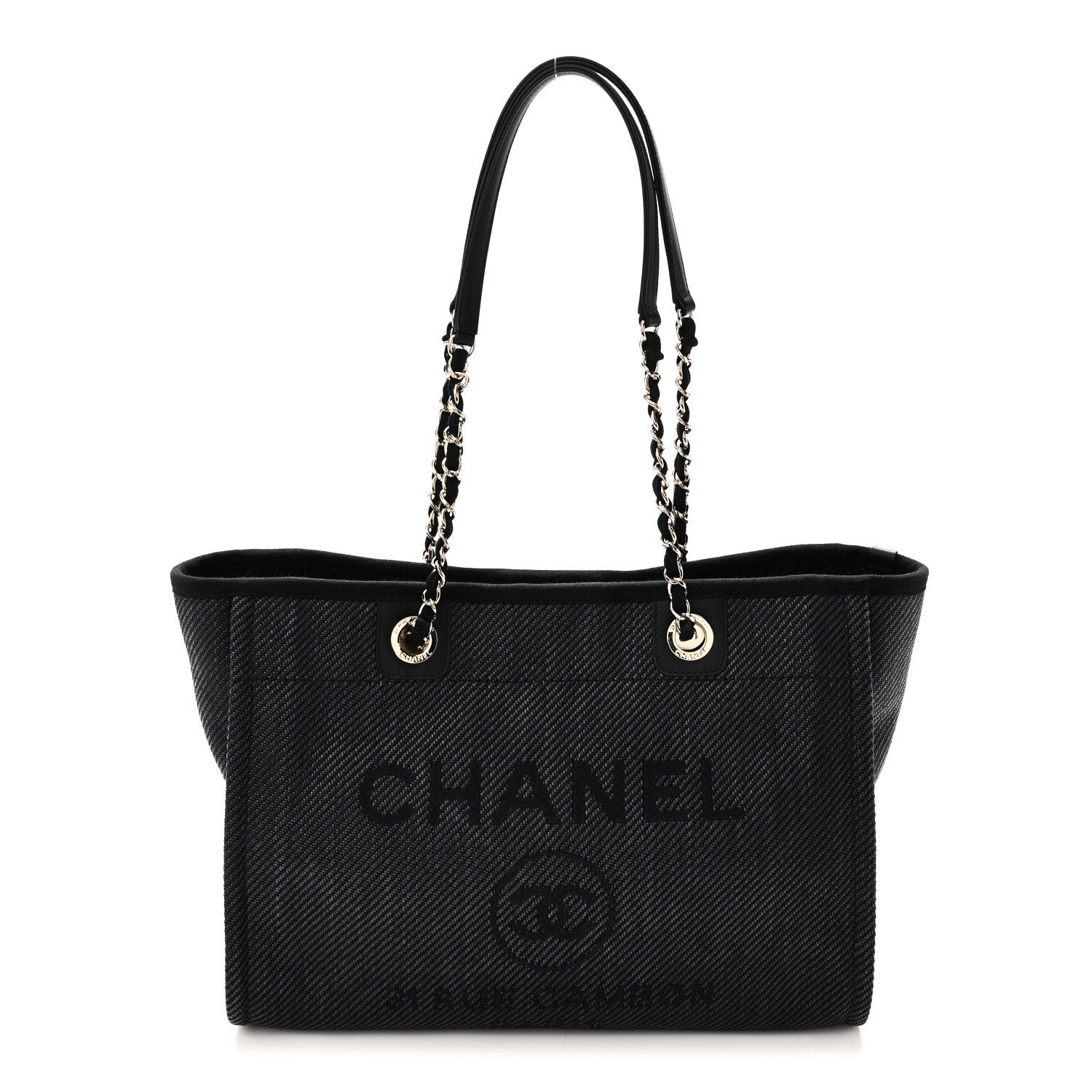 Chanel Mixed Fibers Calfskin Small Deauville Tote Black