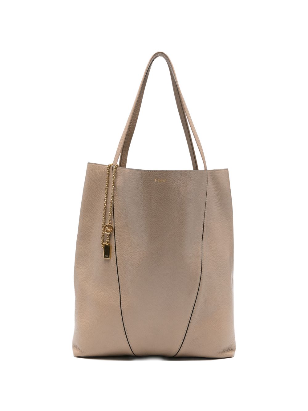 large Spin V-shaped leather tote bag